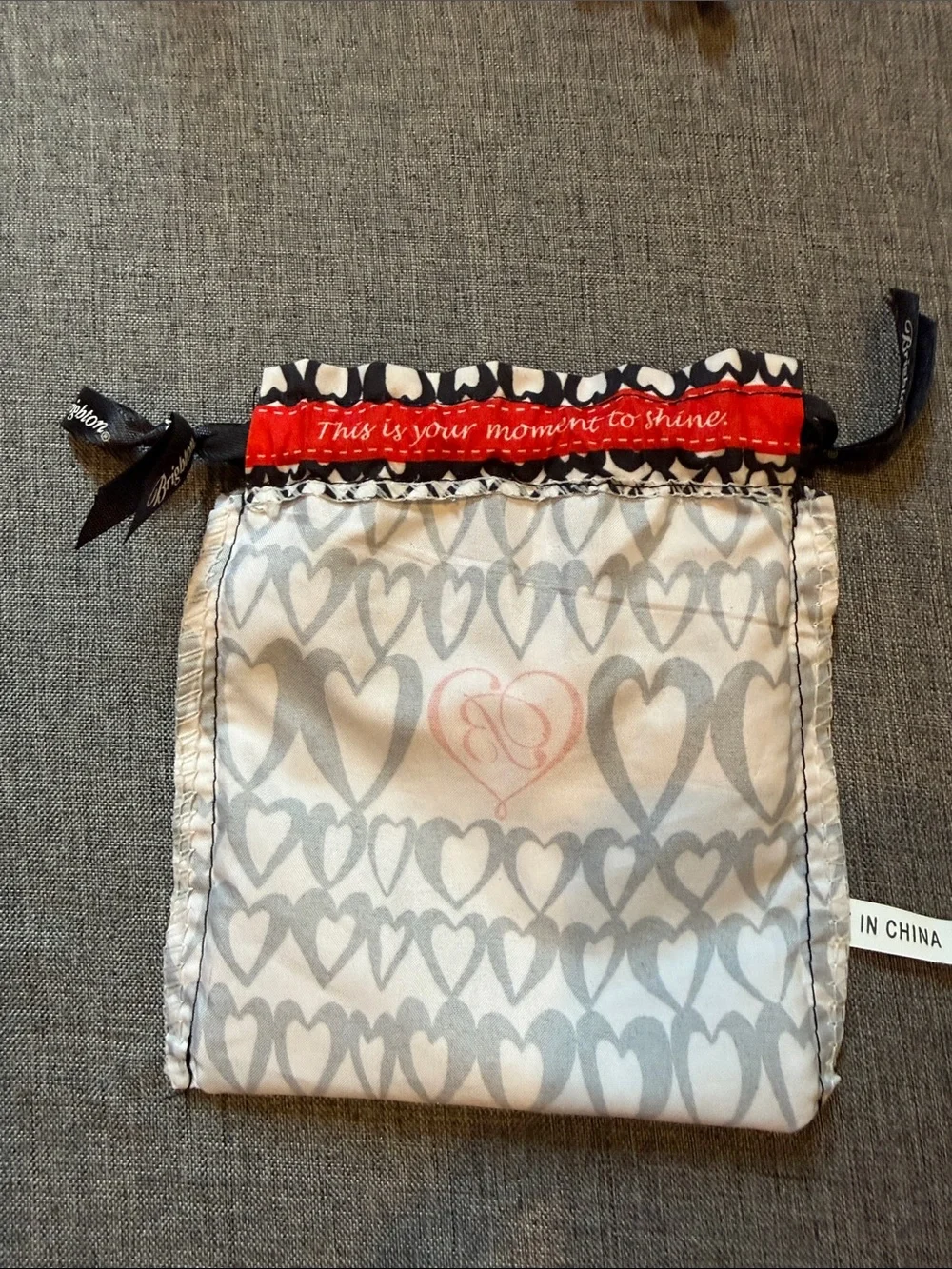 Brighton Small Heart-Print Drawstring Pouch - Black & White; 2 bags